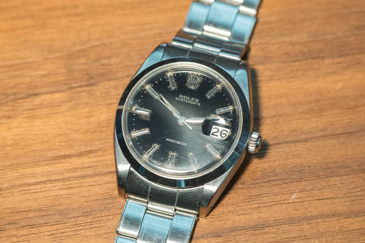 ロレックス オイスターデイト 6694 ブラック ミラーダイヤル アルファ