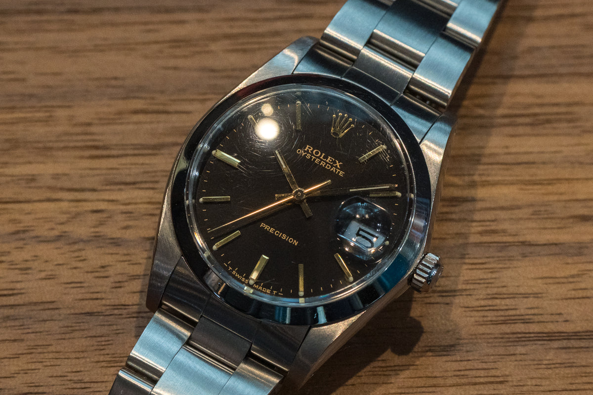 ROLEX オイスターデイト　手巻き時計 スタッズ装飾 ブラック ロレックス メンズ オイスターデイト/手巻き | ヴィンテージ