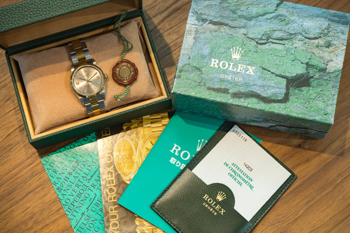 ロレックス オイスターパーペチュアル 14203 グレーコンビ 1997年製 箱