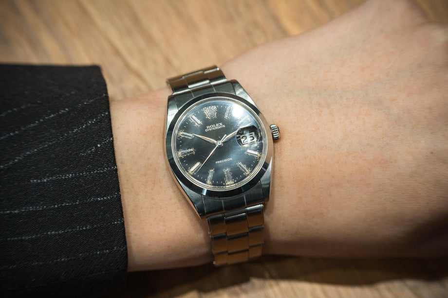 ロレックス オイスターデイト 6694 ブラック ミラーダイヤル アルファ