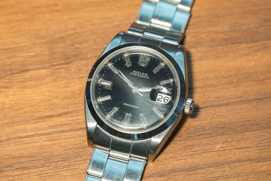 ロレックス オイスターデイト 6694 ブラック ミラーダイヤル アルファ