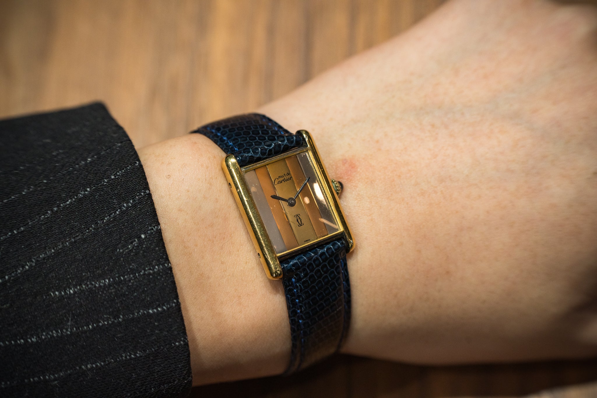 カルティエ マストタンク LM トリニティカラーストライプ 手巻き 1980