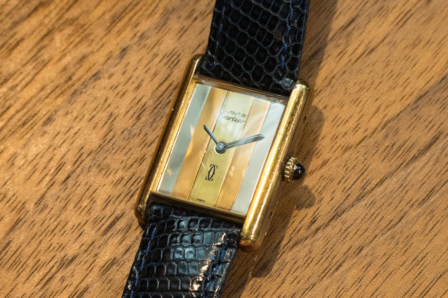 カルティエ マストタンク LM トリニティカラーストライプ 手巻き 1980