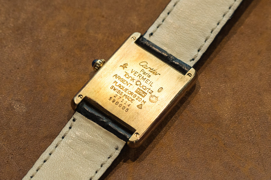 カルティエ マストタンク シルバー925 YGF 手巻き ワインレッド