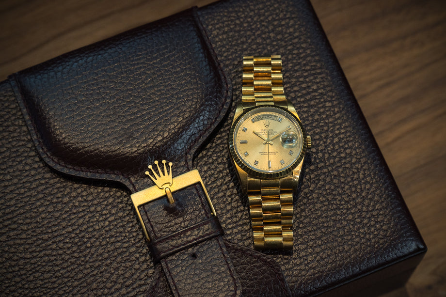 ロレックス デイデイト18238G 10Pダイヤ 1994-1995年製 箱付き – 黒船