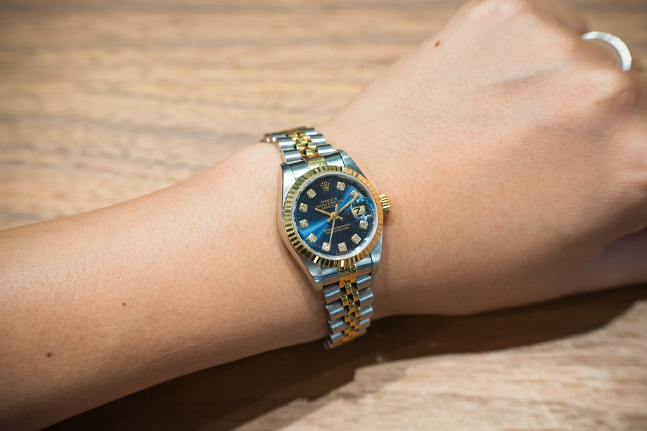ブルーシリカ ロレックス デイトジャスト 79173 10Pダイヤ ネイビー ブルーダイヤル
